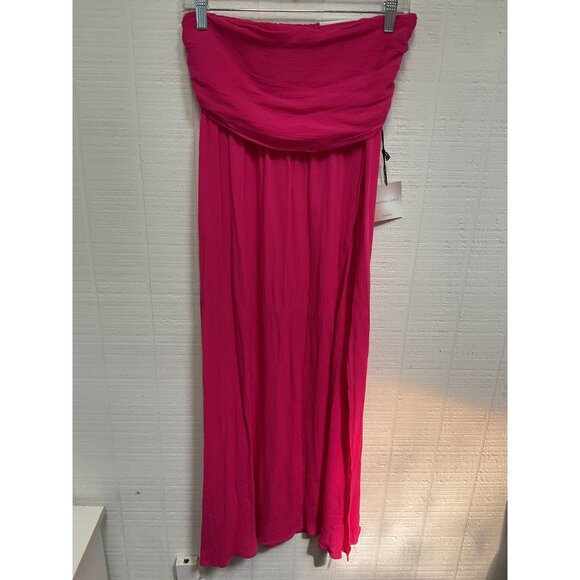 Happily Grey Fuschia Crinkled Maxi Skirt With High Slit & Smocked Waistband - Picture 5 of 5